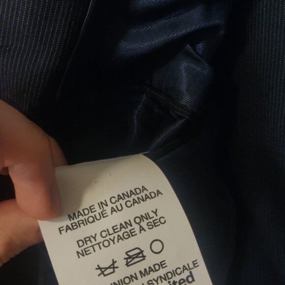 Simon Spurr 36S/30 modern slim skinny fit navy stripe 100% virgin wool bemberg - Picture 10 of 12